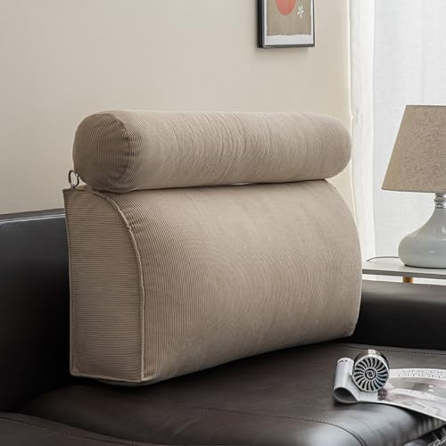 EXZFW RüCkenkissen Lesekissen für Bett und Sofa, Bettkissen Wandkissen Keilkissen BettstüTzkissen, RüCkenlehne Kissen, RüCkenpolster Bett, LendenwirbelstüTze, Couch Kissen Groß,Brown
