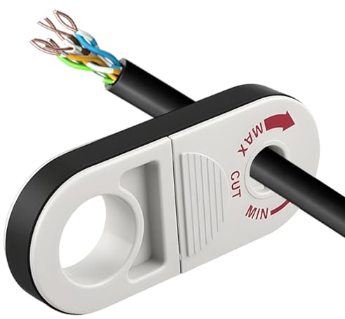 Cable Stripper Tool, Wire Stripper Lightweight Adjustable Jacket Remover with Automatic Blade Depth, Compact Yellow Handheld Design for Electricians and DIY Users Handling Network and Copper Cables