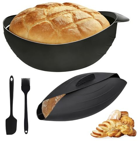 2 Stück 3 in 1 Brotbackform Silikon, 30cm Silikon Brotbackform, bis 230 °C | mit Silikonpinsel Und Schaber, Hitzebeständig Brotbackformen, Brotformen Zum Backen für Hausgemachtes Brot Hackbraten Quiche