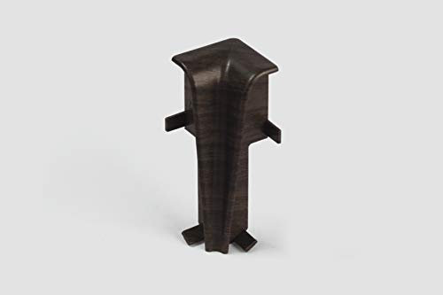 EGGER Innenecke Sockelleiste Hartholz dunkelbraun für einfache Montage von 60mm Laminat Fußleisten | Inhalt 2 Stück | Kunststoff robust | Holz Optik dunkel braun