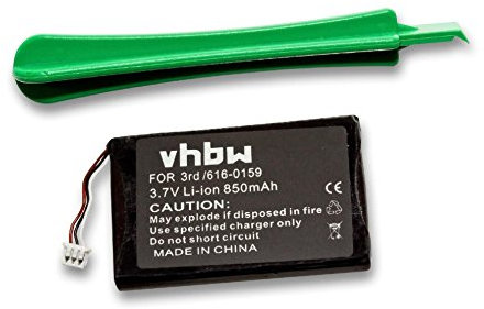 vhbw Akku kompatibel mit Apple iPod M9460LL/A, M9460LL, M9460LLA MP3-Player Musik Player (850 mAh, 3,7 V, Li-Polymer)