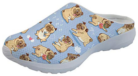 Showudesigns Casual Home Hausschuhe Damen Täglich Sandalen Sneakers Tier Hund Gedruckt, Mops, 41 EU