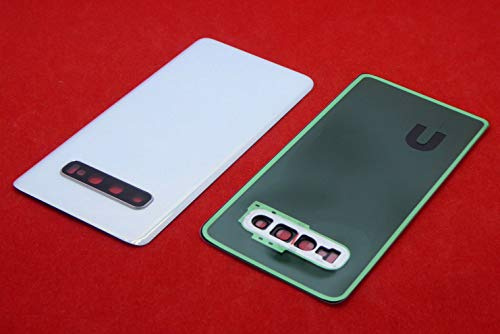 handywest Kompatibel für Samsung Galaxy S10 SM-G973F Akkudeckel Backcover Hosing Cover Ersatz Akkufachdeckel mit Kameraglas Camera Glaß Glas mit Klebefolie Streifen Adhesive Kleber Weiß