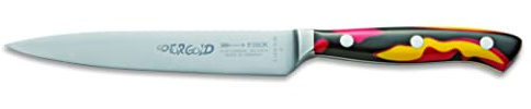 F. DICK Premier Plus GO FOR GOLD Tranchiermesser 15 cm (scharfes Küchenmesser, Kunststoffgriff schwarz/rot/gold, Härte 56°, Filetiermesser für Fleisch + Geflügel), 81456152-80, Bunt