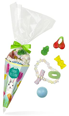 Frohe Ostern Zuckertüte – bunte Süßigkeiten-Mischung, tolle Geschenk-Idee für Ostern