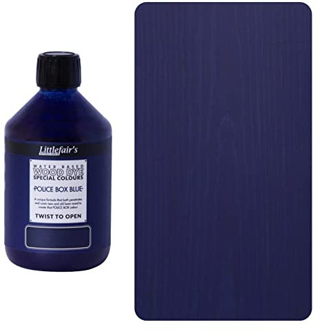 Littlefair's Tinte para Madera 500ml - Acabado Premium, Fácil de Usar y Limpiar Tinte Madera - Basado en Agua, Seguro y Ecológico - Disponible en Muchos Colores - Color: Caja De Policía Azul