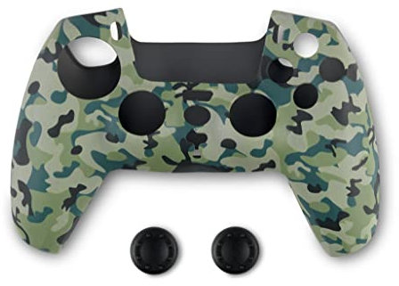 Spartan Gear - Controller Silicon Skin Cover and Thumb Grips (compatible with playstation 5) (colour: Green Camo)
