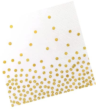 40 Stück Servietten Schwarz Gold Rosa Gold Glitzer Dots Papierservietten Paper Napkins für Deko Party,Geburtstag, Hochzeit und Feiertagsfeier 33 x 33cm (Gold)