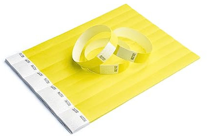 iboo 500 Bracelets Jaune en Papier Tyvek pour le Contrôle et la Sécurité - pour Événements, Soirées, Festivals et Voyages - Bracelets d'Entrée