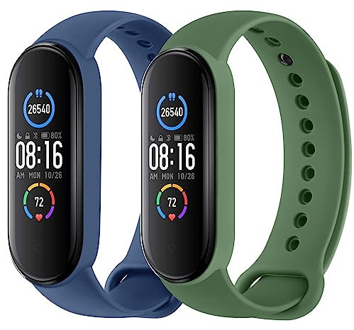 Oumida 2 PCS Bracelet pour Mi Band 5/ Mi Band 6/6 NFC/Amazfit Band 5, Bracelet en Silicone Souple Respirant Compatible Uniquement pour Xiaomi Mi Band 5/ Xiaomi Mi Band 6/6 NFC/Amazfit Band 5