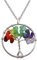 Only faith Collar para Mujer Arbol de Vida con piedras naturales Hecho a mano Acero Inoxidable Amuleto y protección Limpieza de Chakras meditación (7 piedras 7 Chakras)