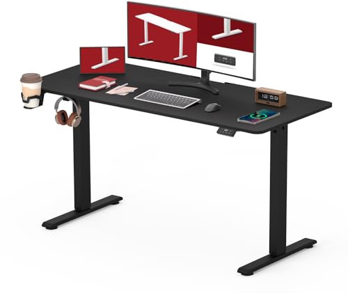 SANODESK Höhenverstellbarer Schreibtisch mit KOMPLETTER TISCHPLATTE, Ergonomischer Standing Desk, Computertisch mit Memory-Funktion für Homeoffice,110 x 60 cm,schwarz