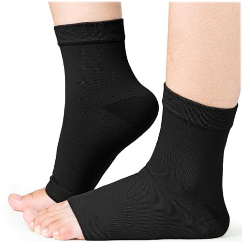 Calcetines de compresión de tobillo Cozlow (XL, negro), tobillera eficaz con compresión de 20-30 mmHg para aliviar el dolor de pie, funda de soporte para tobillo