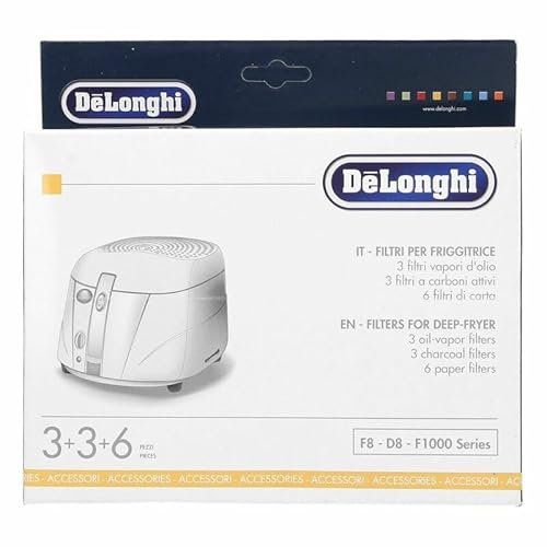 LUTH Premium Profi Parts Kit de filtres compatibles avec Delonghi 5525101500 - Filtre à graisse - Filtre à charbon - Filtre à huile de friture pour friteuse
