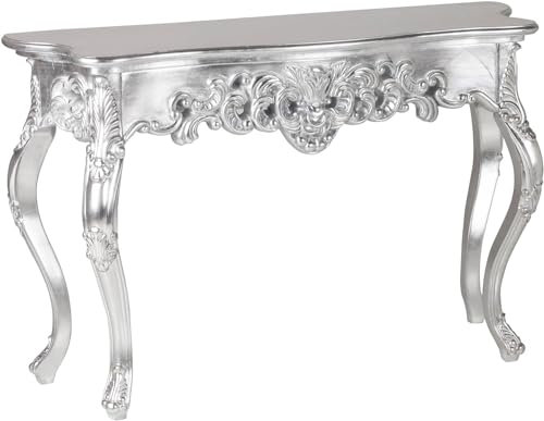 Antik-Finish Luxuriös prunkvoll Sideboard Barock Rokok Wandtisch romantische Konsole Florence Silber Antik in Barock-Design 110cm x 35cm