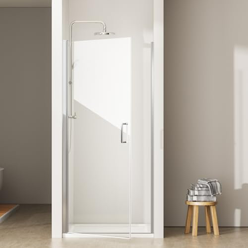 EMKE Duschtür 90 cm, Nische Pendeltür Duschabtrennung Nischentür Duschtüren, 6mm Sicherheitsglas Duschkabine Duschwand Schwingtür Dusche 195cm
