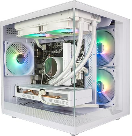 ionz Gaming PC - Desktop Computer, Ryzen 5 5600X, NVIDIA RTX 4060,16GB RAM 1TB SSD, 240mm AIO Liquid Cooling, Windows 11, 500W 80+ PSU, WiFi, White - KZ-9 (KZ 900, White)