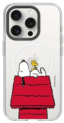 RhinoShield Clear Hülle für MagSafe für iPhone 15 Pro | Snoopy Starker Magnet, Anti-Vergilbung, transparent, hohe Klarheit, stoßfest, Fallschutz nach Militärstandard