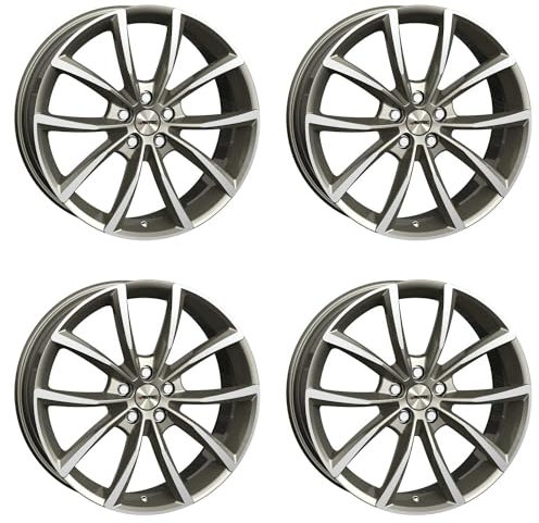 4x AUTEC Felgen Alufelgen ASTANA 9.0x21 ET35 5x112 Titansilber poliert kompatibel mit Mercedes-Benz GLA GLB AMG S E EQC EQE GLC EQS GLS GL