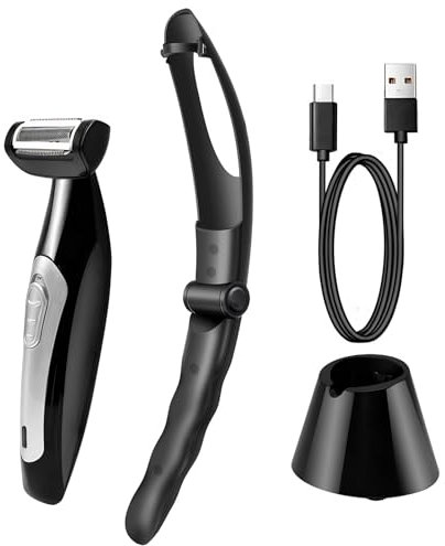 Back Shavers for Men, Body Shaver with Adjustable Extreme Reach Handle, Body Groomers Men's Electric Back Shaver with Charging Base, Wet Dry Use Back Groomer