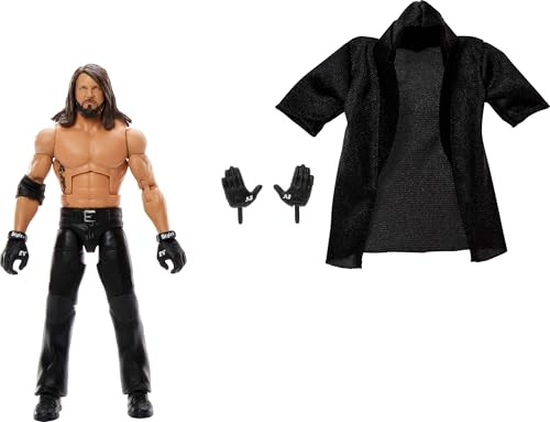 Mattel WWE Elite 15 cm AJ Styles Actionfigur und Zubehör | Serie Nr. 116, 15 cm AJ Styles Sammlerfigur mit 25 Gelenkpunkten und auswechselbaren Händen, JCJ05