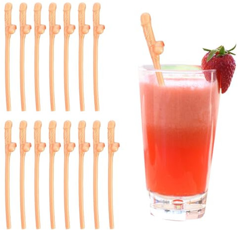 pailles réutilisables, Lot de 15 pailles en plastique réutilisables, Pailles de Fête, pour boissons amusantes, cocktail pour fête, anniversaire, mariage, anniversaire, fête, couleur chair