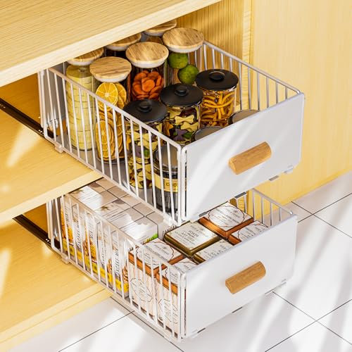 Cajones Extraibles Para Cocina, Cajones Deslizantes Para Cocina, Bandeja Extraible Armario Cocina, Organizador de Cajones, no Requiere Taladrar Ni Clavar, Bandeja Extraible Armario