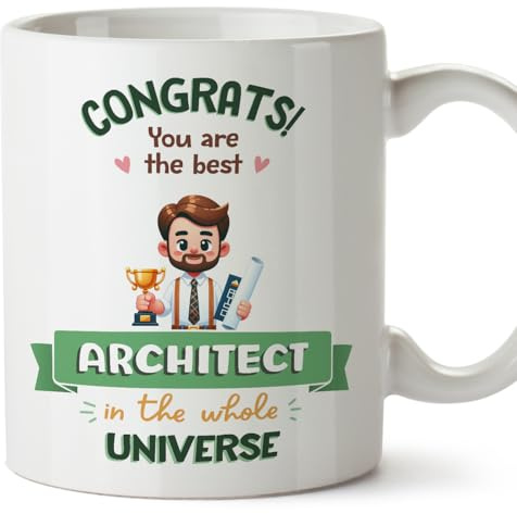 MUGFFINS Architect Man Mug - in English - Best in Universe Trophy - Funny Gift for Colleagues - Ceramic 11oz Mug