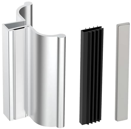 Strong Aluminum Shower Door Handle, 3 X 1.38 in Silver, Metal Strike with Attachment Force Strip