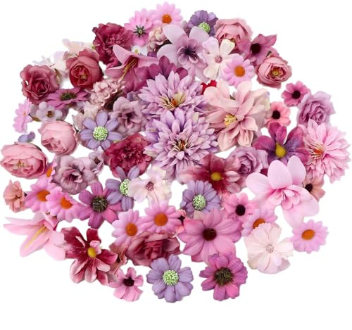 60 pcs Kunstblumen zum Basteln,Kunstblumen Köpfe,18 Typen Stoffblumen 2~8cm | Blumen zum Basteln, Künstlich Blütenköpfe, Tortendeko Blumen, Seidenblumen, Blume Deko für DIY Tortendeko Hochzeit