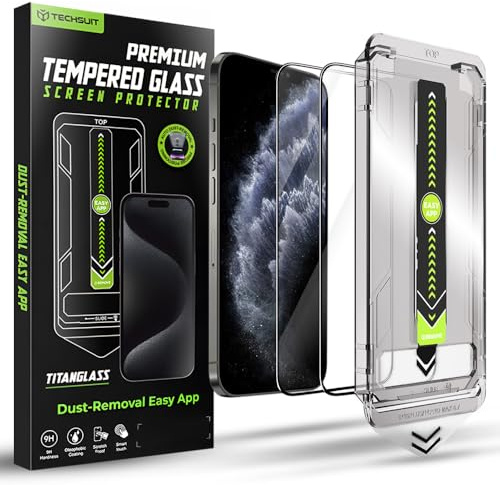 Techsuit Displayschutzfolie 2er Pack für iPhone X, XS, 11 Pro Gehärtetes Glas mit Vollständige Abdeckung, HD Klarheit, Stoßschutz, Oleophobe Beschichtung, TitanGlass FullCover