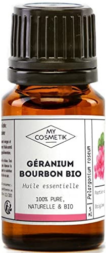 MY COSMETIK - Aceite esencial de geranio Bourbon orgánico - De agricultura ecológica - Quimiotipado HEBBD/HECT - 100% puro y natural - Certificado ECOCERT - Fabricado en Francia - 5 ml