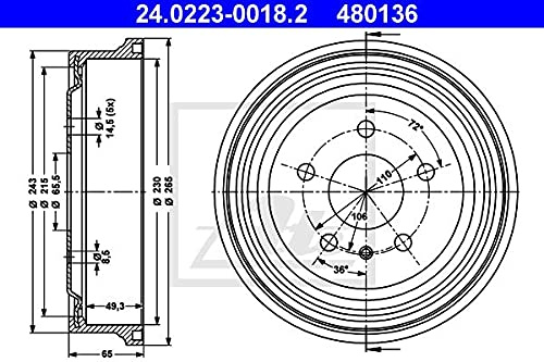 ATE 24022300182 Bremstrommel