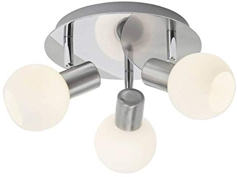 BRILLIANT Lampe Tiara Spotrondell 3flg eisen/weiß | 3x D45, E14, 40W, geeignet für Tropfenlampen (nicht enthalten) | Köpfe schwenkbar