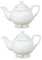 Biscottini 2 teiere in porcellana 23x16x14 cm | Teiera bianca decorata | Teiere bianche