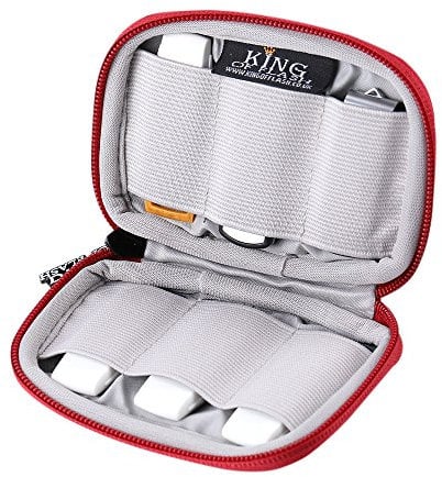 USB Flash Drive Case With Premium Quality Padded Protection For Up To 6 Flash/Key Drives, Flash Drive Case Organizer - King of Flash (Red)