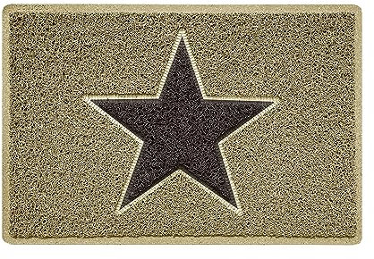 Nicoman STAR Door Mat|Entrance Barrier Dirt-Trapper Floor Mat|Patio Garden Conservatory Doormat|Indoor Outdoor Matt|Beige with Brown Star, 60x40cm