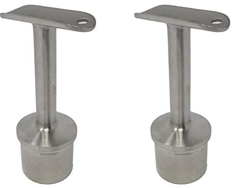 SO-TOOLS® 2 x Handrail Support Premium Stainless Steel for Round Posts 42.4 mm with Retaining Plate Plug-in Fitting Handrail Connector