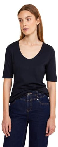 Street One Damen A317665 Basic Kurzarmshirt, Deep Blue, 40