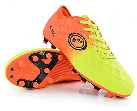 Optimum Ignisio Lace-Up Football Boots - Flat Moulded Stud Outsole, Easy Fastening Astro Trainers - PU Leather, Flexible & Comfortable Fit Football Boots - Aztec Orange, 3