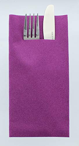 Mank Airlaid Besteckservietten Uni | 40 x 40 cm | 1/8-Falz | Premium Einweg-Serviette | saugstark | Basic | 75 Stück (Aubergine)