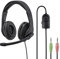 Hama PC Headset Stereo (Office Headset mit Mikrofon, 2x 3,5 mm Klinkenanschluss, Headphones ultraleicht, PC Kopfhörer mit gepolsterten Ohrmuscheln und Kopfbügel, flexibler Mikrofonarm) schwarz