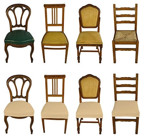 Banzaii Housse de Coussins Chaise Extensible sans Dossier - Housses de siège de Chaise pour Bureau, Cuisine, Salle à Manger, Chambre, hôtel ou Restaurant - 2 pièces Made in Italy Lait