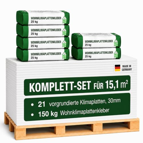 Vorgrundierte Klimaplatte 30mm Calciumsilikat Dämmplatte für innen | gegen Schimmel & Feuchtigkeit | nachhaltige Dämmung & Isolierung für Keller, Feuchtraum, Altbau & Wohnraum | Set für 15,1 m²