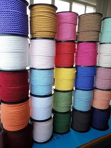PIZZITALIANI - Cordone Intrecciato 6mm x 25m, Rosa – Corda Decorativa Flessibile, Passamaneria, Cordoncino per cucito, Artigianato, Bricolage, DIY e Fai da Te, Made in Italyo