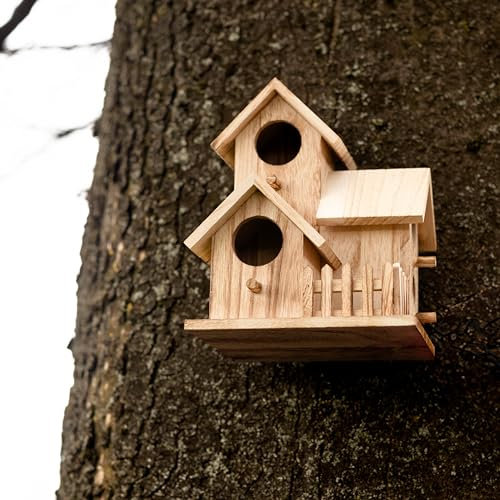 Garden Mile Casa para pájaros Decorativa única y Grande, Caja Nido para pájaros a Prueba de Depredadores, cabaña Tradicional de Madera para pájaros, casa Colgante para pájaros