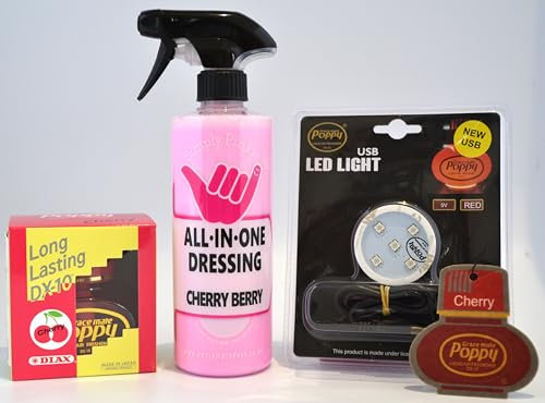 Gracemate Poppy Air Freshener Cherry with Red LED USB Light Base, Hanging Air Freshener and Simply Pinky Cherry Berry All In One Dressing.