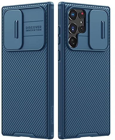 Nillkin Coque Samsung S22 Ultra avec caméra Housse, CamShield Pro Coque S22 Ultra Samsung, Étui Antichoc Ultra-Fin Samsung Galaxy S22 Ultra, Bleu