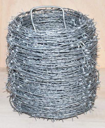 Stacheldraht feuerverzinkt Sperrdraht Natodraht Absperrdraht Draht 2 drähtig 4 spitzig verzinkt (100 Meter)
