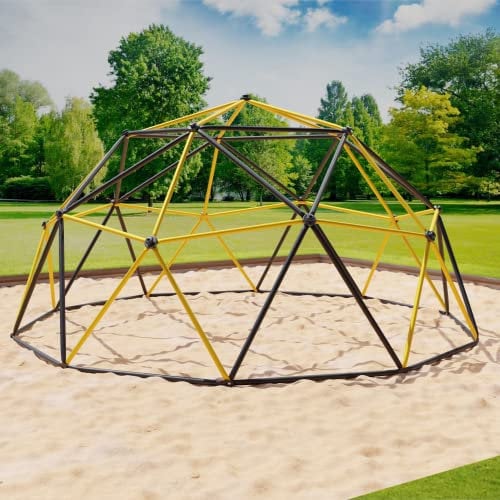 VESKA Klettergerüst DomeClimber Kinder Metall Kletterkuppel Geodome (12FT - 360cm, anthrazit/gelb)